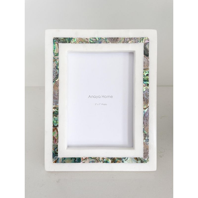 Rainbow Pearl White Marble Picture Frame 5x7 5X7, 1 of 8