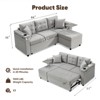 84 Inch Sleeper Sofa Couch, L-Shaped Sofa, Convertible Pull Out Sofa Bed with Storage, Side Table,Cup Holder, Modern Sectional Sofa，Gray - 4 of 4