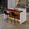 KWPZQEB 63" Modern Kitchen Island, Imitation Marble Rectangle Dining Table with LED & Grille Design for Dining Room, Living Room, Bar, Office - 3 of 4