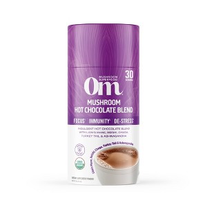 Om Mushrooms Supplement 30 Servings Vegan Powder - Hot Chocolate - 8.4oz - 1 of 3