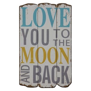 Love You To The Moon Wall Décor (12"x19") - Storied Home: Vintage MDF Wall Sign for All Ages, Anniversary Gift - 1 of 3