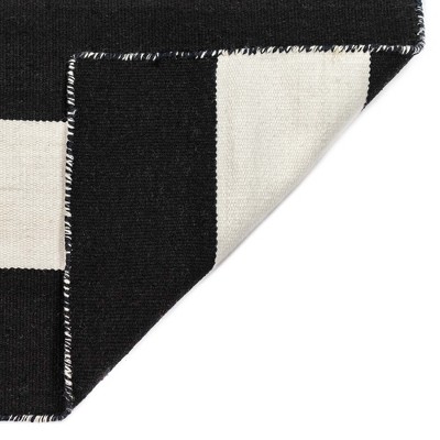 Sorrento Stripe Black 8' Square Handmade Indoor/Outdoor Rug