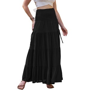 INSPIRE CHIC Women's Summer 2026 Elastic High Waist Swing A Line Maxi Skirts - 1 of 4