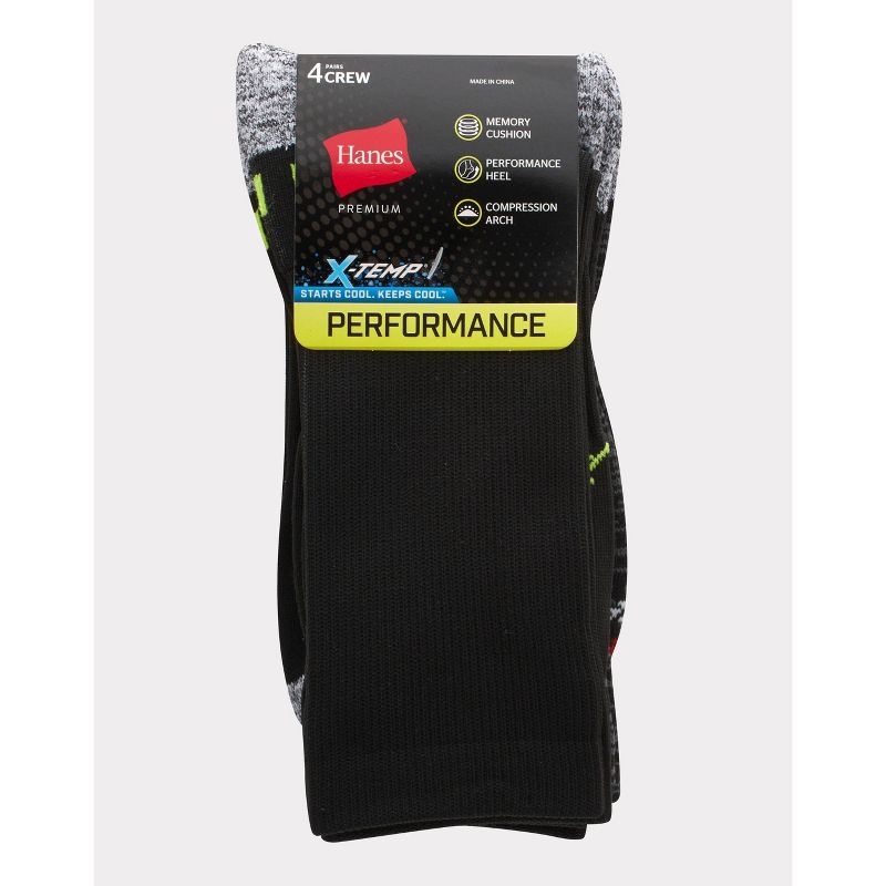 Hanes Premium Men's Performance Filament Crew Socks 4pk - 6-12, 3 of 4