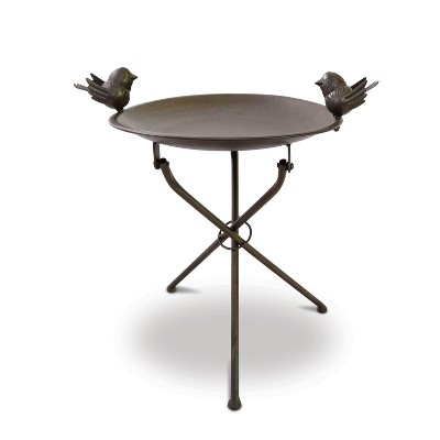 GIL 20.5"H Coffee Brown Metal Birdbath