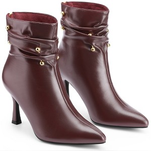 BLISSFUL STEP Pointed Toe Stiletto Heel Slouch Ankle Boots for Women - 1 of 4