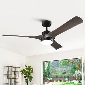 IHOMEADORE 52" Black Modern LED Ceiling Fan with Remote and Light - 1 of 4