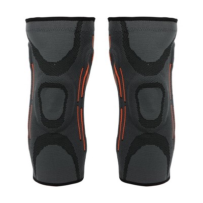 Unique Bargains Knee Brace Protection With Patella Gel Pads For Physical  Exercise Pain Ease Size Xxl Gray With Orange Line 2pcs : Target