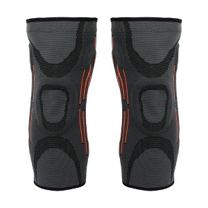 Unique Bargains Knee Brace Protection with Patella Gel Pads for Physical Exercise Pain Ease Gray With Orange Line 2Pcs - 1 of 4