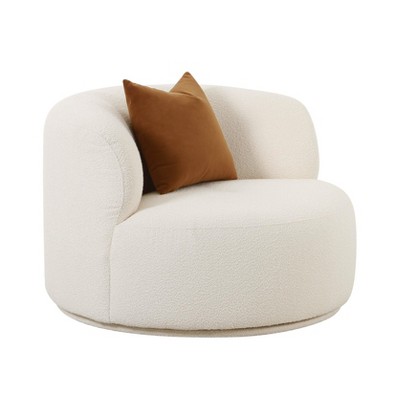 TOV Furniture Fickle Boucle Swivel Chair in Cream