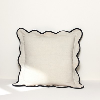 Lush Décor Coastal Chic Scalloped Edge Pillow Cover Dark Linen/Black