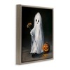 Stupell Industries Vintage Halloween Ghost & Pumpkin Floating Frame Canvas Art - 2 of 4