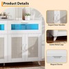 Modern Sideboard with Rattan Doors & Power Outlet - 2 Drawers, LED Lighting, Adjustable Shelves - For Dining Room & Living Room - 4 of 4