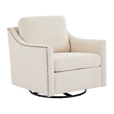 Hyleory Comfortable Linen Swivel Chair - Studded Accents, Smooth Rotation