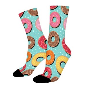Colorful Donuts Women Printed Crew Socks Funny Funky Socks Soft Polyester Novelty Gifts for Artists Men - 1 of 1