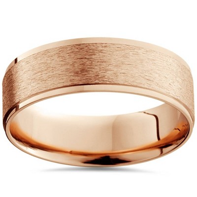 Pompeii3 6MM Brushed Mens Wedding Band 14K Rose Gold