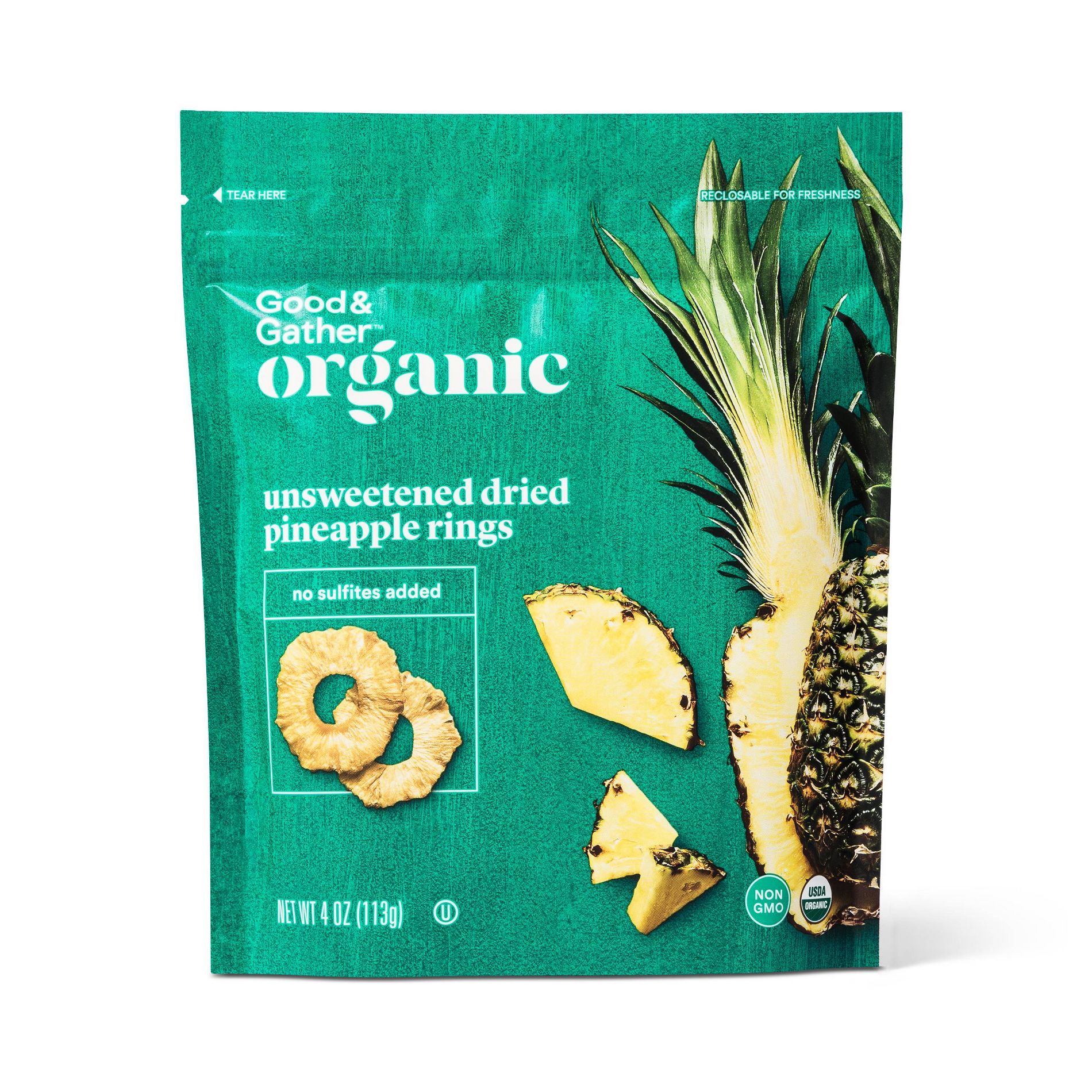 Organic Dried Unsweetened Pineapple Ring Supersnacks Dried Fruit - 4oz - Good & Gather™