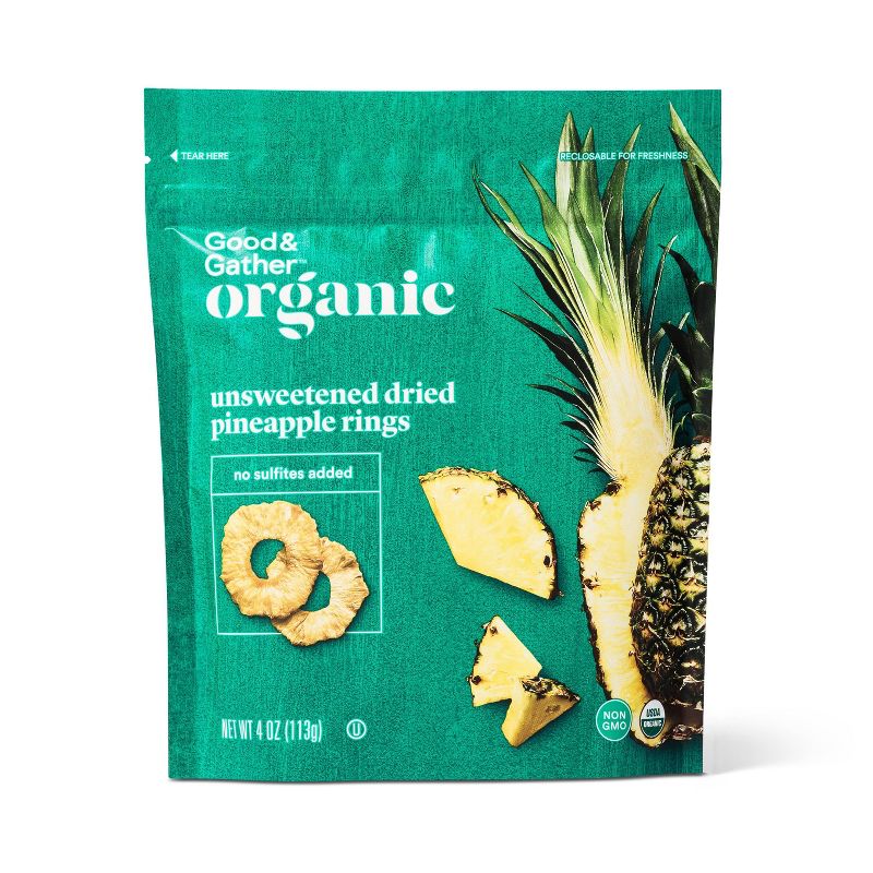 Organic Dried Unsweetened Pineapple Ring Snacks - 4oz - Good &#38; Gather&#8482;, 1 of 5