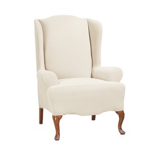 Stretch Morgan Wing Chair Slipcover Ivory - Sure Fit