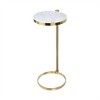 C Shaped Martini Drink Round Table with Black or Gold Metal Base, Carrara Marble top - 2 of 4