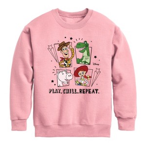 Boys' - Disney - Play Chill Repeat Graphic Long Sleeve Fleece Sweatshirt - 1 of 4