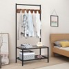 COSTWAY 3 in 1 Industrial Coat Rack Shoe Bench Entryway Hall Tree Storage Shelf w/ Hooks - 2 of 4