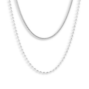 EVRY JEWELS WATERPROOF Gold or Silver Plated Layered Snake & Bead Chain Necklace - 1 of 2