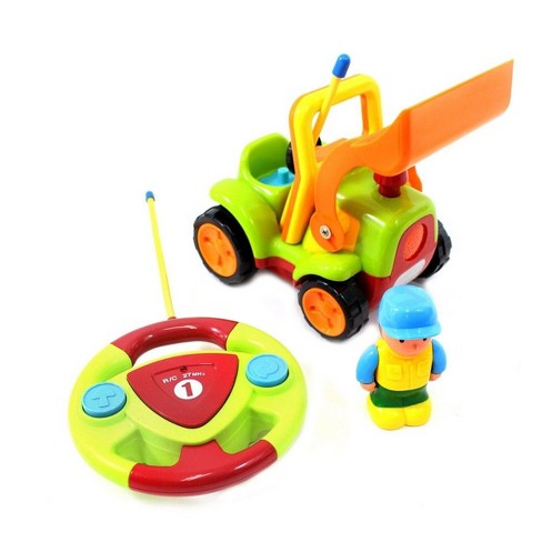 Insten Remote Control Cartoon Construction Truck With Music, Lights &  Action Figure, Rc Baby Toys For Toddler & Kids, 4