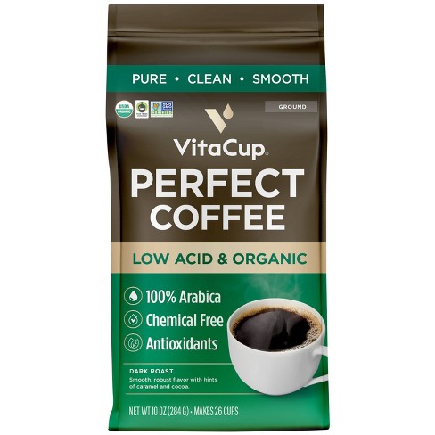 Vitacup Perfect Low Acid Dark Roast Ground Coffee - 10oz : Target