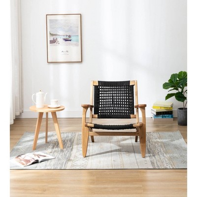 Black and Natural Woven Rope Accent Chair
