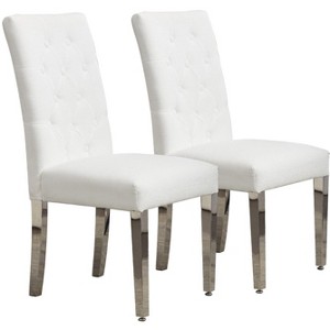 Lyngins Modern Dining Chairs with Curved Backrest,Upholstered Kitchen Chairs Set of 2 with Steel Legs,Chenille Chairs for Dining Room,Kitchen - 1 of 4