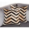 HomeRoots Set of Two 18" Black Brown and Beige Chevron Cowhide Throw Pillows - 2 of 4