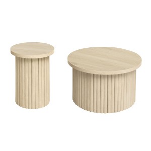 Gulches 2-Piece Round Coffee Table Set - Modern Accent Side End Tables for Living Room Apartment, Versatile Use - 1 of 4