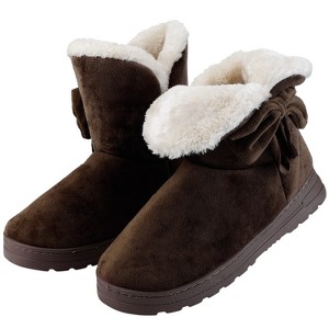 NPolar Women Ladies Snow Boots Super Soft Fabric Mid-Calf Winter Shoes  w/ Anti-slip Rubber Base Bowknot - 1 of 4