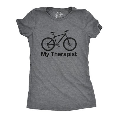 Womens My Therapist Bicycle T shirt Funny Biking Cycling Outdoors Graphic Tee - Crazy Dog Women's T Shirt