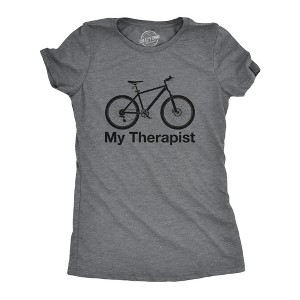 Womens My Therapist Bicycle T shirt Funny Biking Cycling Outdoors Graphic Tee - Crazy Dog Women's T Shirt - 1 of 4
