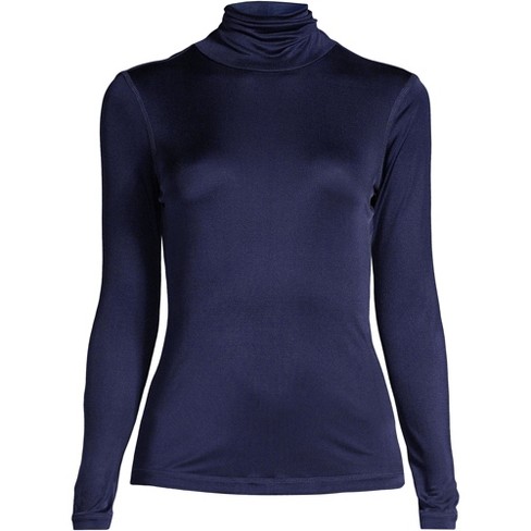 Lands' End Women's Silk Interlock Turtleneck Long Underwear Top - X ...