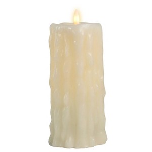 LumiPur 3.5"x7" Signature Natural Glow Halloween Flameless LED Wax Drip Pillar Candle White - 1 of 4