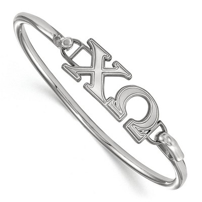 Black Bow Jewelry Sterling Silver Chi Omega Greek Life Bangle Bracelet 8 Inch