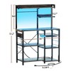 Aheaplus Kitchen Storage Shelf with Hooks, Coffee Bar with Charging Station and Shelves - 2 of 4