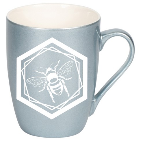 Elanze Designs Honeycomb Bee Frosted Blue 10 ounce New Bone China Coffee Cup Mug - image 1 of 1