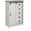 5 Drawers Dresser w/Sliding Barn Door, Farmhouse Modern Tall Dresser 5 Chest of Drawers - 4 of 4