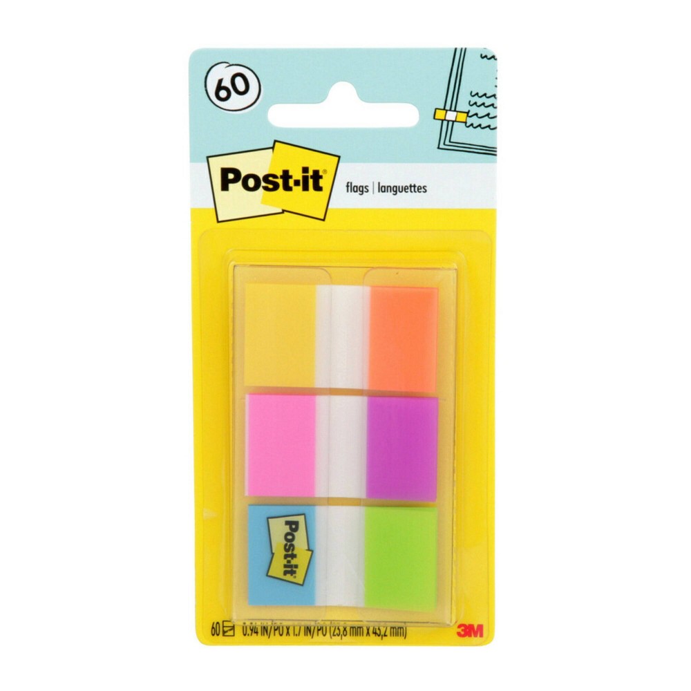 Photos - Self-Stick Notes Post-it 60ct .47" Wide Flags with On-the-Go Dispenser - Electric Glow Coll 