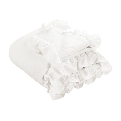 Lush Décor Ella Shabby Chic Ruffle Baby Lace Throw Blanket - White