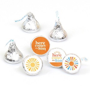 Big Dot of Happiness Here Comes The Son Small Party Stickers, Boy Boho Baby Shower Round Candy Favors, Labels Fit Chocolate Candy (1 sheet of 108) - 1 of 4