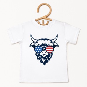 The Juniper Shop Patriotic Cow Sunglasses Toddler Short Sleeve Tee - 1 of 4