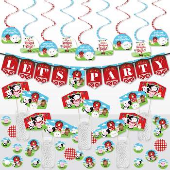 Big Dot of Happiness Farm Animals - Barnyard Baby Shower or Birthday Party Supplies Decoration Kit - Decor Galore Party Pack - 51 Pieces
