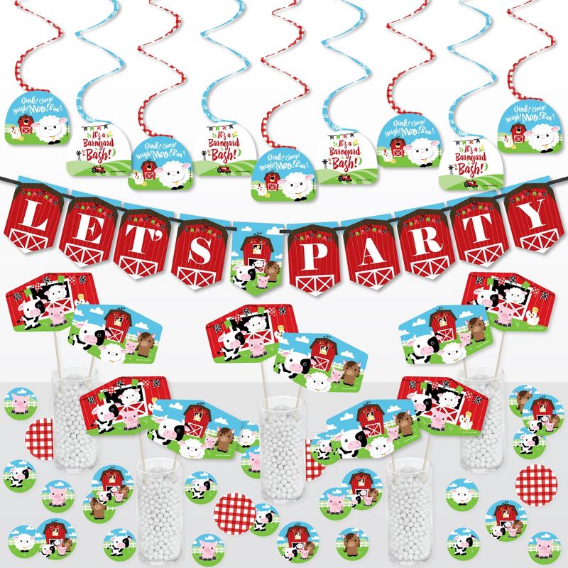 Big Dot of Happiness Farm Animals - Barnyard Baby Shower or Birthday Party Supplies Decoration Kit - Decor Galore Party Pack - 51 Pieces, 1 of 9