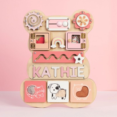 Huxxion Personalized Bear Busy Board Infant - Wooden Montessori Toys | KindlyToys BB62