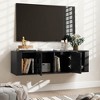 Costway 2-Door Floating Storage Cabinet with 2 Cubes Console Storage Hutch Under TV - 3 of 4